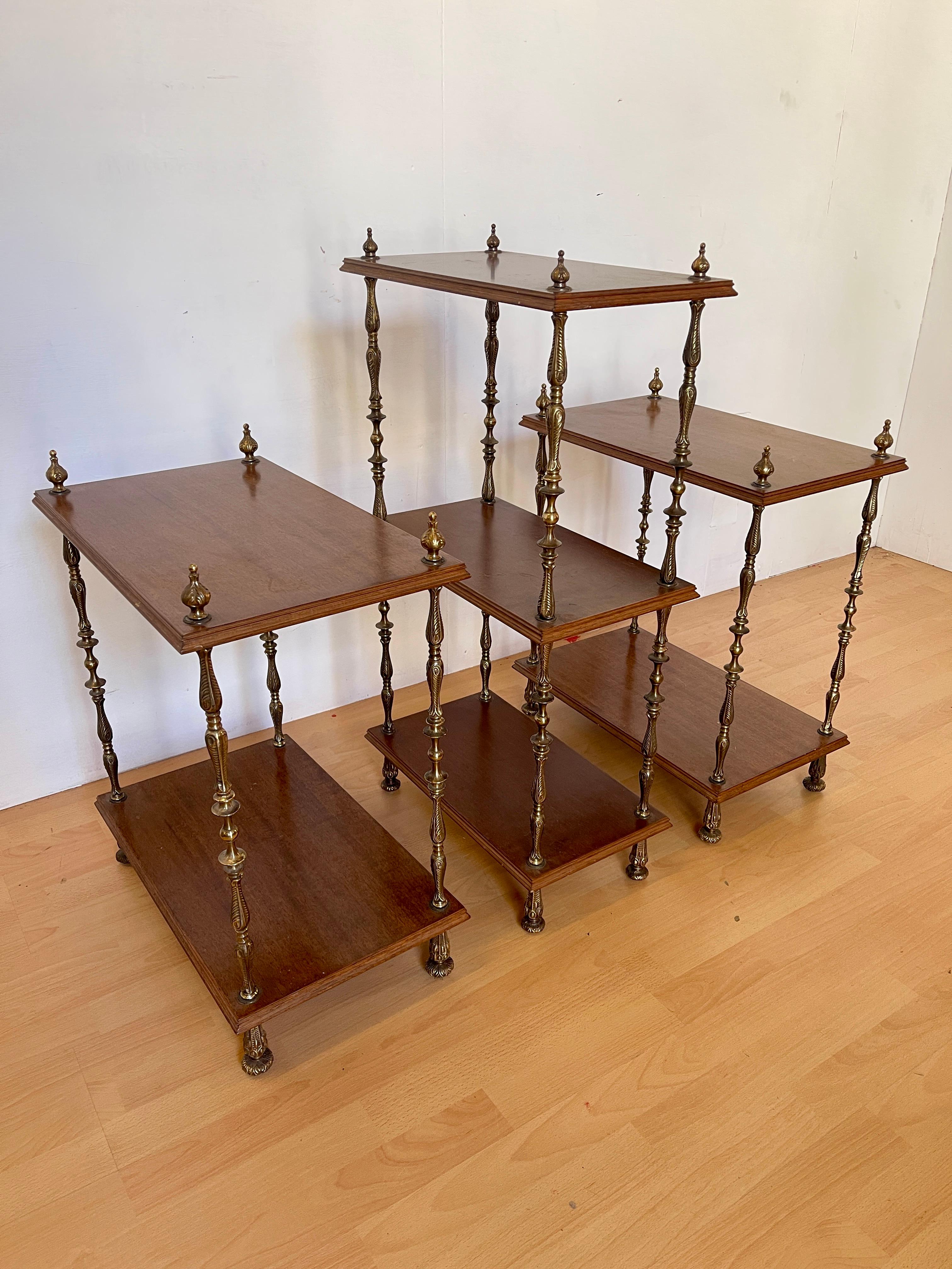 Set di librerie classiche italiane degli anni '50 in legno e bronzo For Sale 10