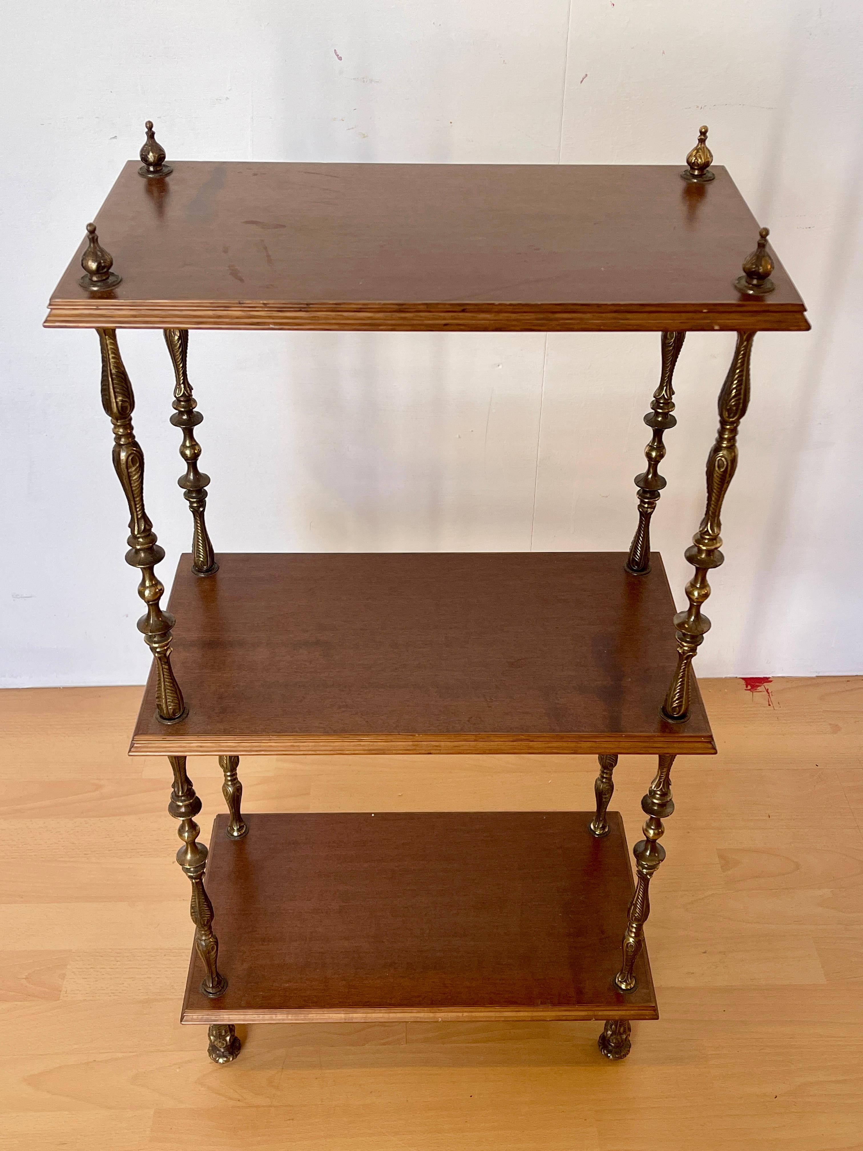 Bronze Set di librerie classiche italiane degli anni '50 in legno e bronzo For Sale