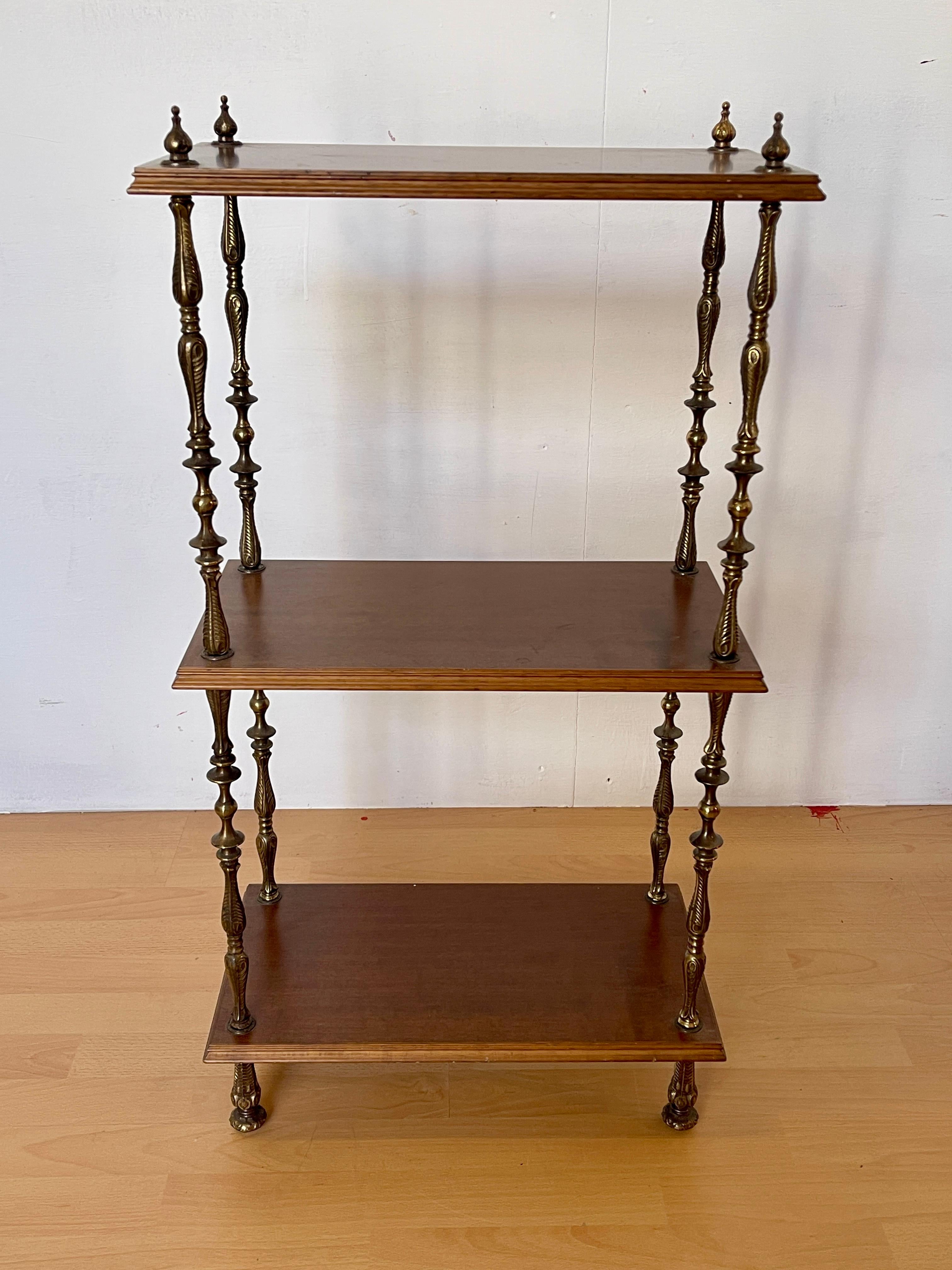 Set di librerie classiche italiane degli anni '50 in legno e bronzo For Sale 1