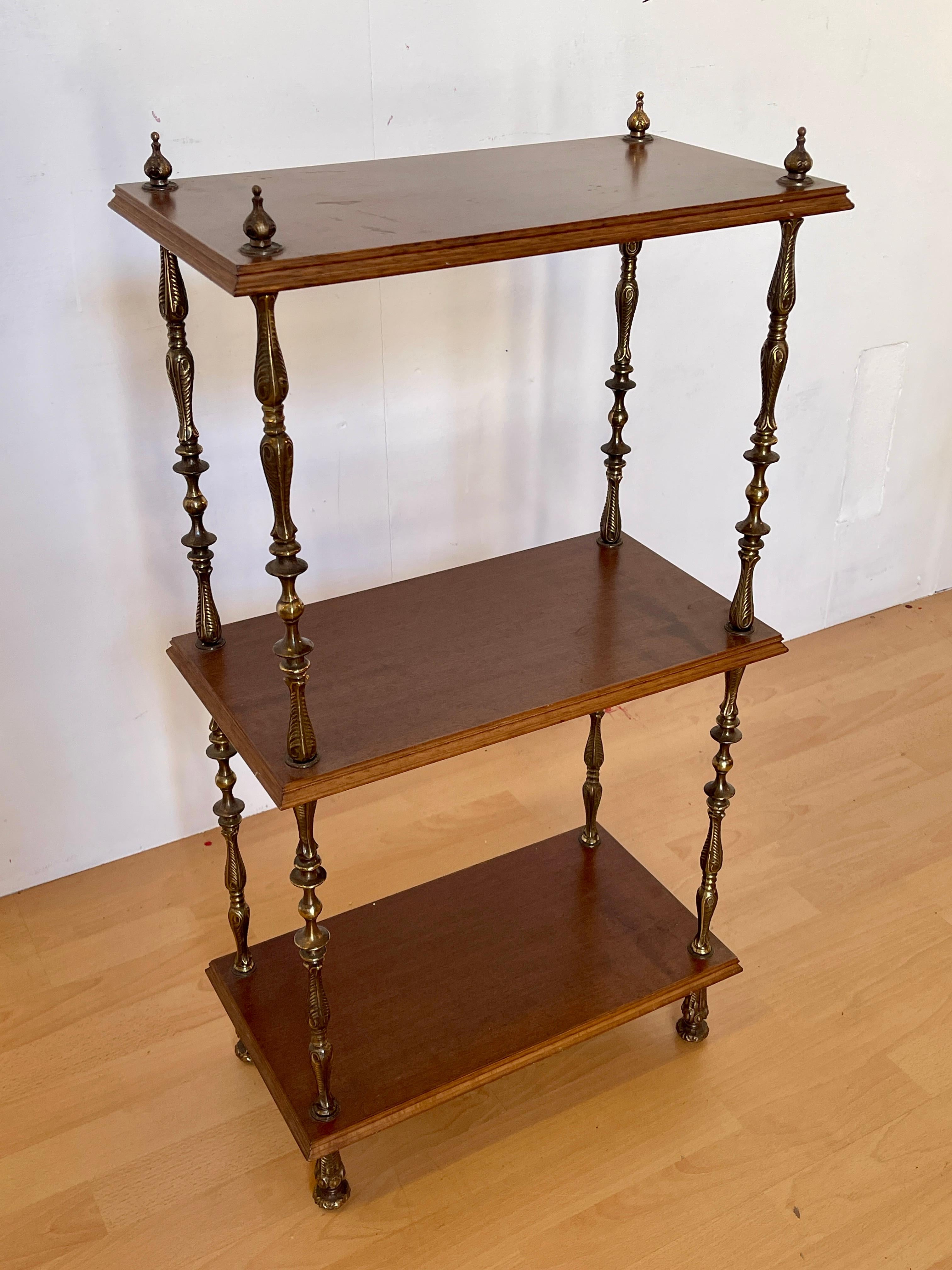 Set di librerie classiche italiane degli anni '50 in legno e bronzo For Sale 2