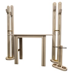 Lacquered wood entryway furniture set with brass details 1980s'