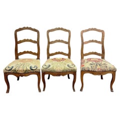 set of No.6 walnut chairs, floral upholstery, italy