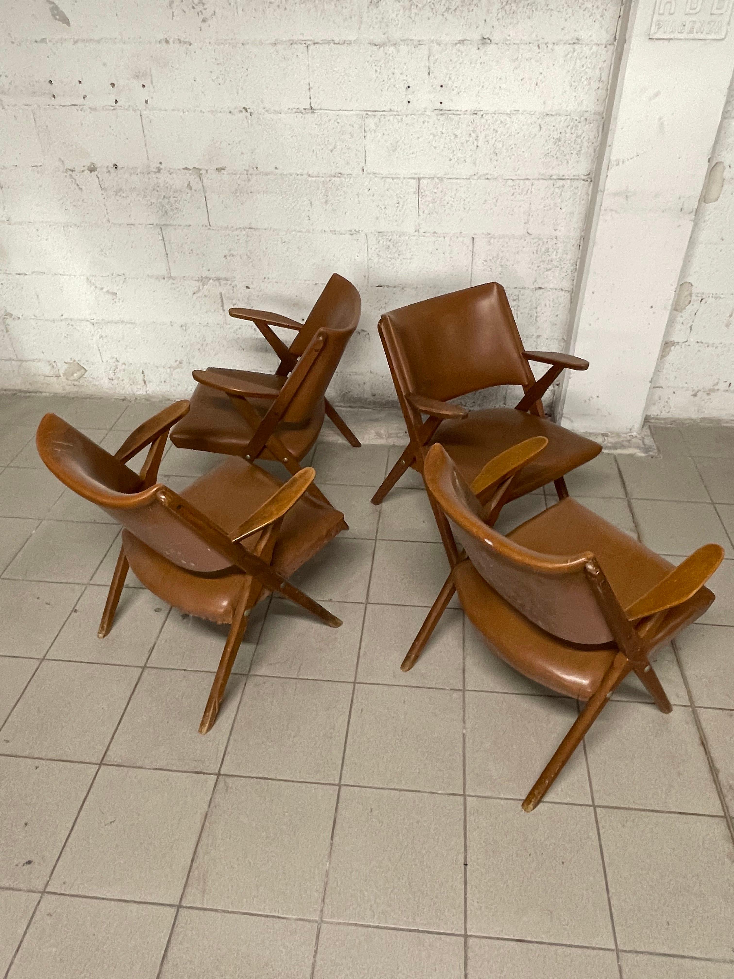 Set of 1960s armchairs from Dal Vera furniture factory, Italy For Sale 5