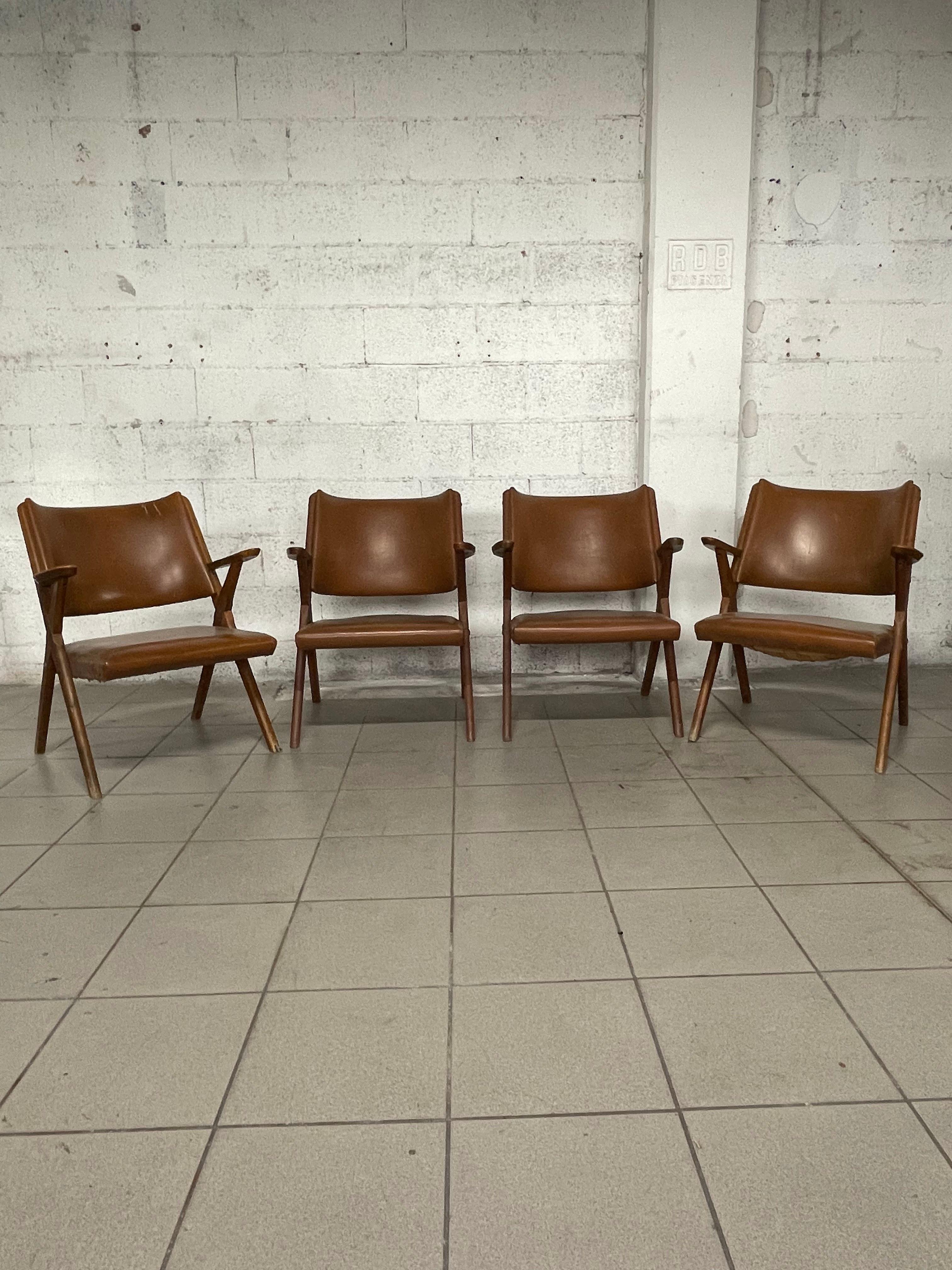 Ensemble de fauteuils des années 1960 du fabricant de meubles Dal Vera, Italie en vente 9