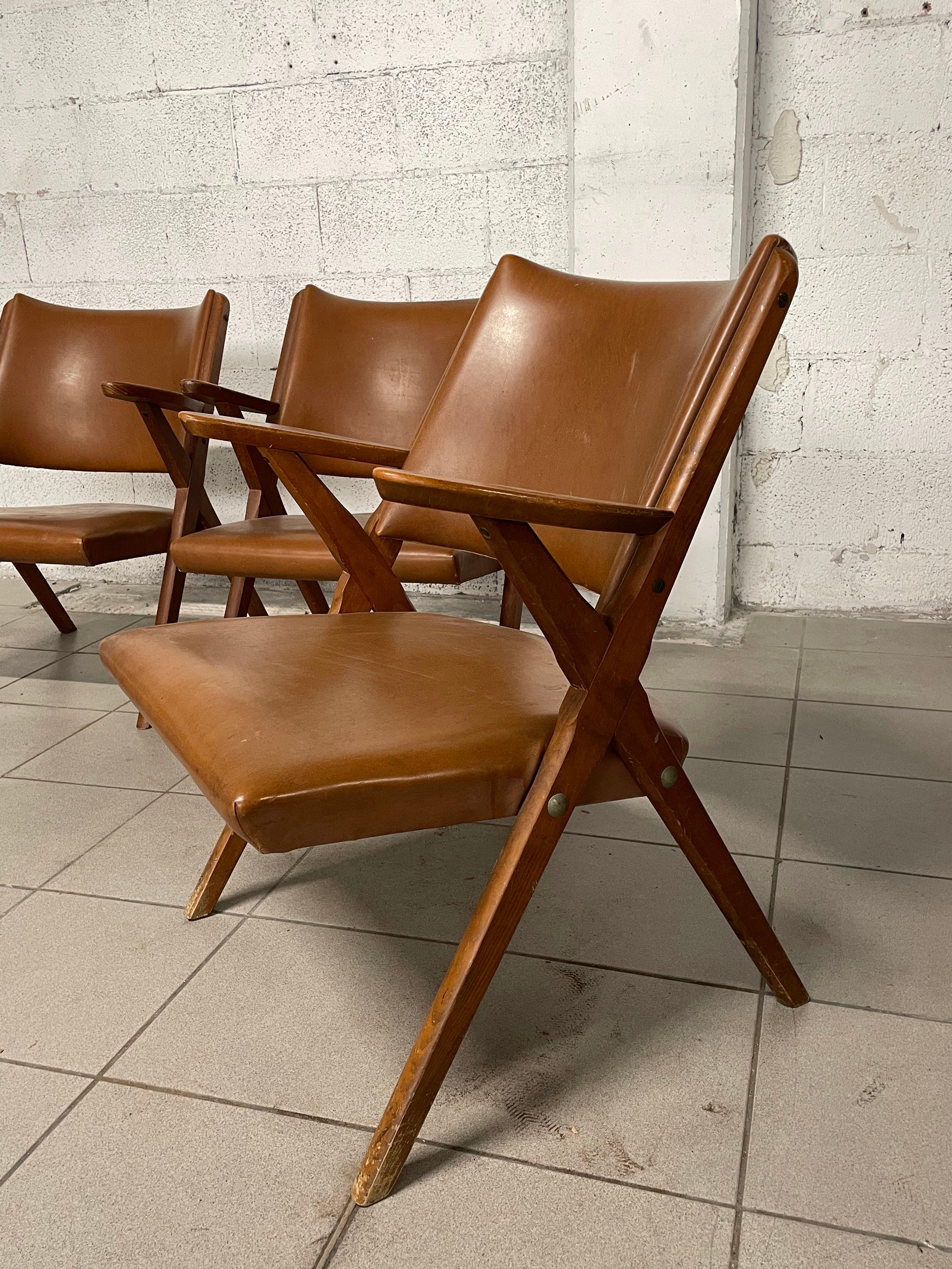 Italian Set of 1960s armchairs from Dal Vera furniture factory, Italy For Sale