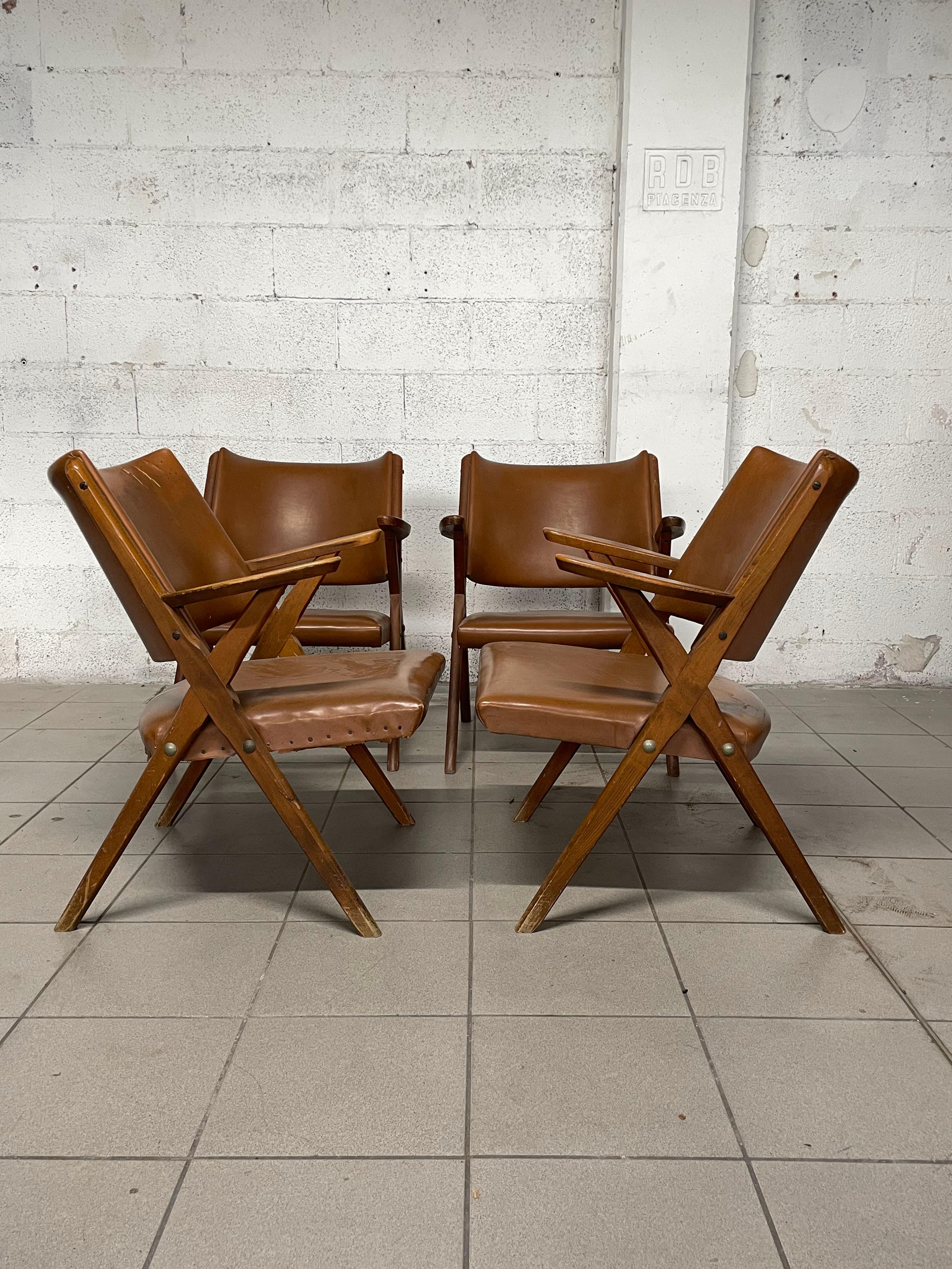 20th Century Set of 1960s armchairs from Dal Vera furniture factory, Italy For Sale