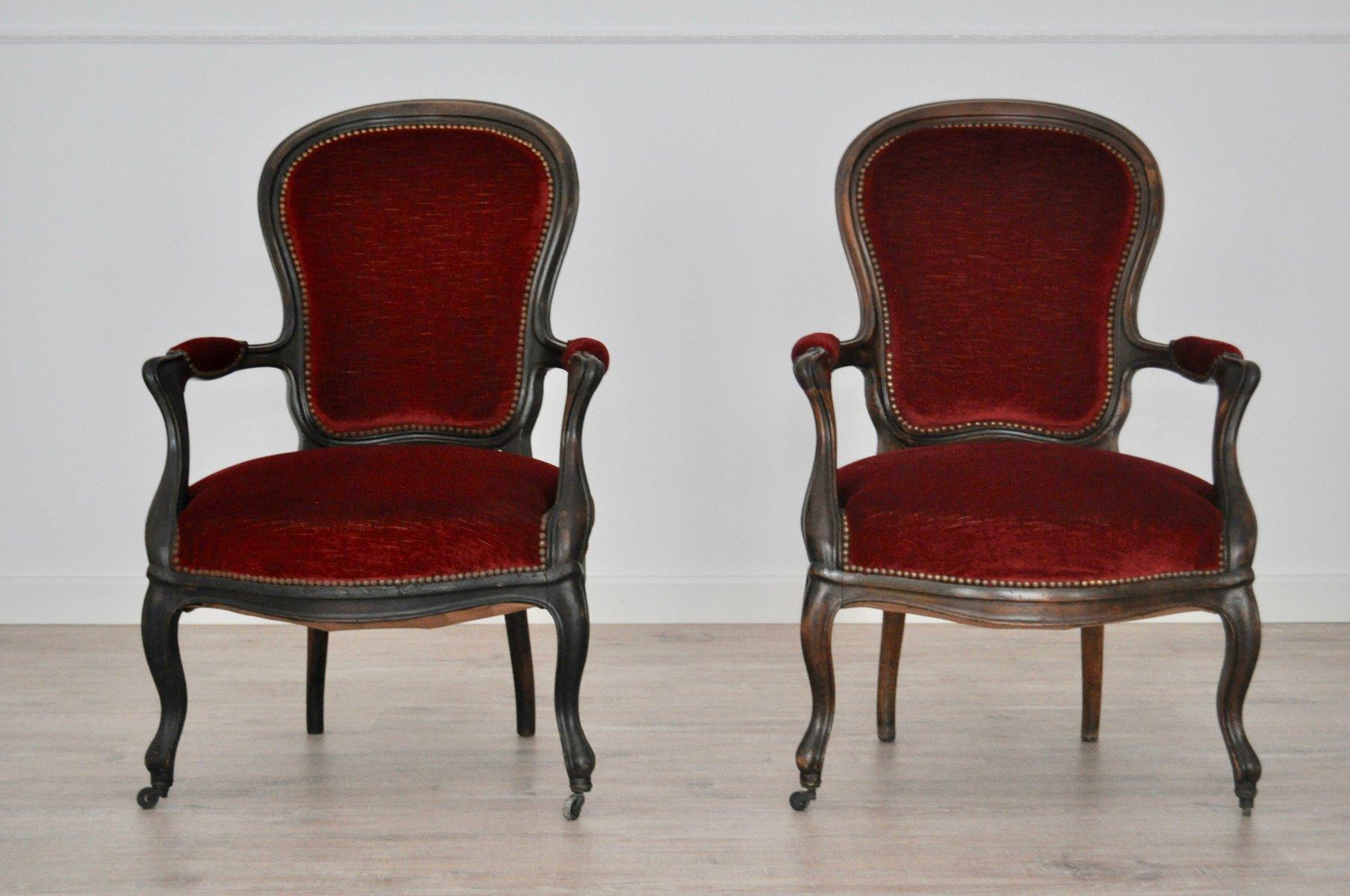 Italian Set di poltrone antiche in stile Luigi Filippo, Italia in vendita