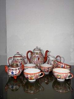 Eggshell porcelain set with lithophany from Japan 1940s in 24k.