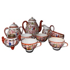 Eggshell porcelain set with lithophany from Japan 1940s in 24k.