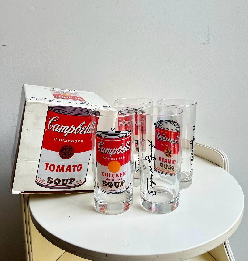 Mid-Century Modern Ensemble de quatre verres Andy Warhol Campbell's Series produits par Block en vente