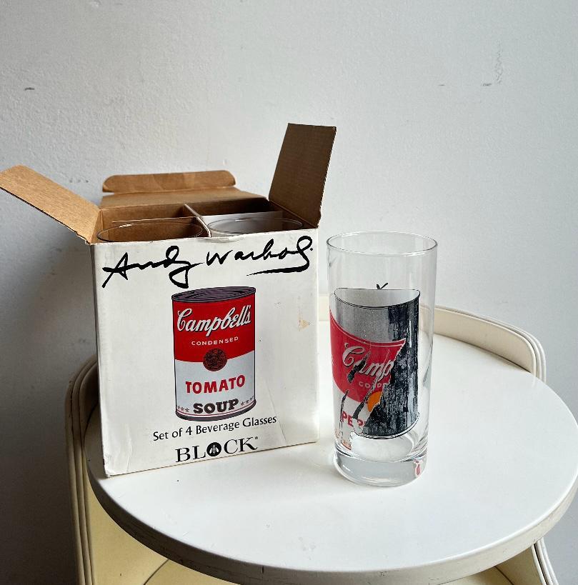 Ensemble de quatre verres Andy Warhol Campbell's Series produits par Block Bon état - En vente à Milano, IT