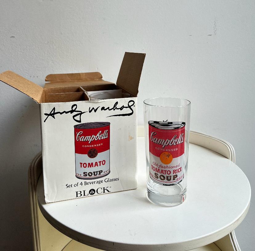 Late 20th Century Ensemble de quatre verres Andy Warhol Campbell's Series produits par Block en vente