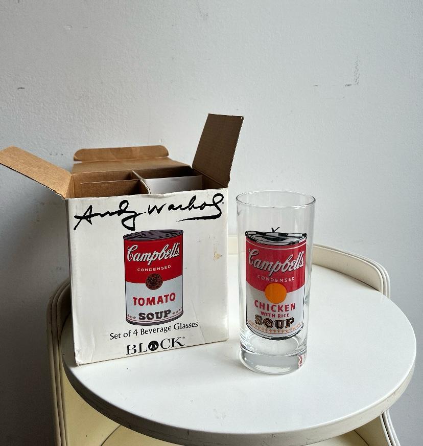 Verre Ensemble de quatre verres Andy Warhol Campbell's Series produits par Block en vente