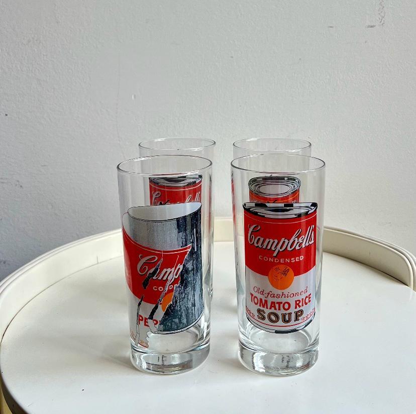 Ensemble de quatre verres Andy Warhol Campbell's Series produits par Block en vente 1