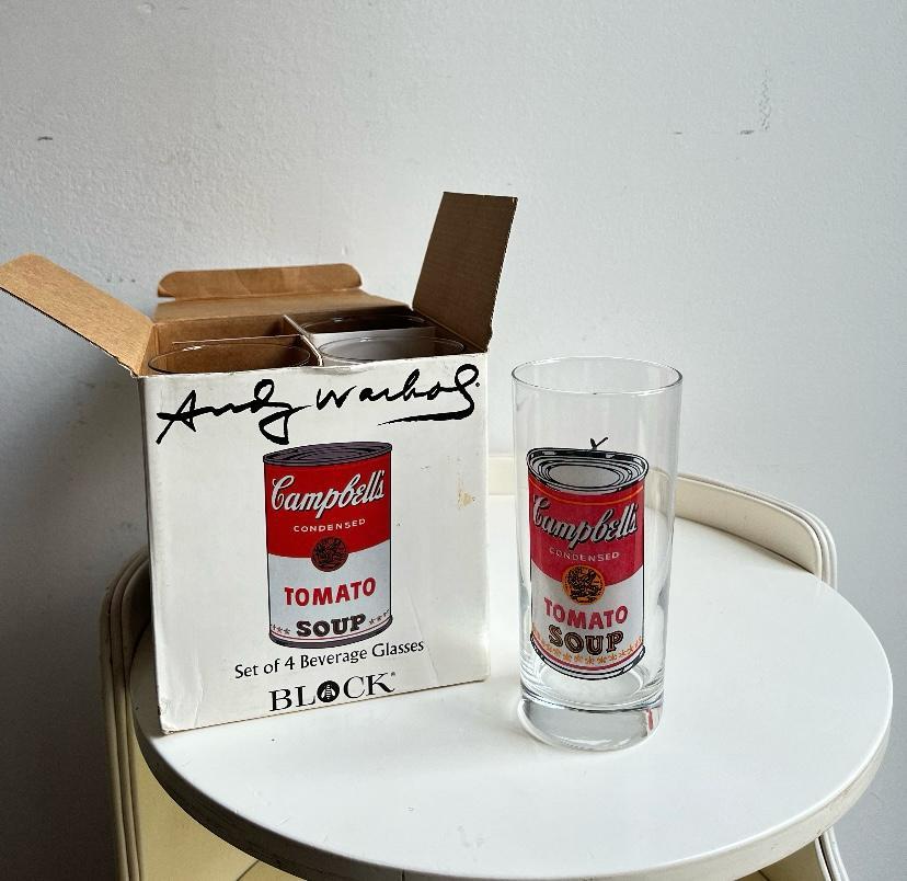 Ensemble de quatre verres Andy Warhol Campbell's Series produits par Block en vente 2