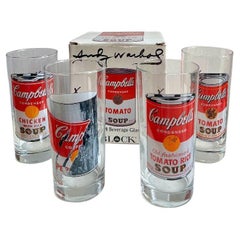 Set of four glasses from Andy Warhol's Campbell's Series produced by Block