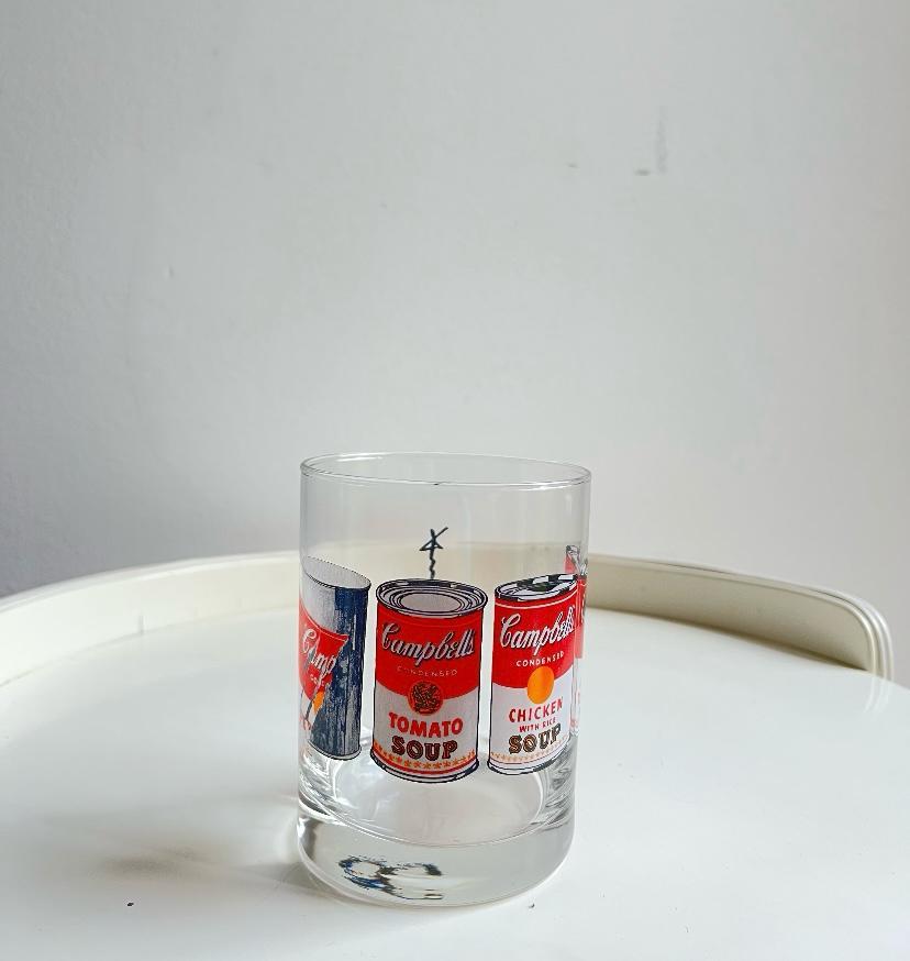 Satz von vier Gläsern aus Andy Warhols Campbell's Series, hergestellt von Block (Late 20th Century) im Angebot