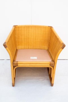 Juego de cuatro sillones de mimbre, B&B by Maxalto, finales de los 70