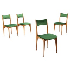 Set di quattro Sedie anni '60 in tesuto verde