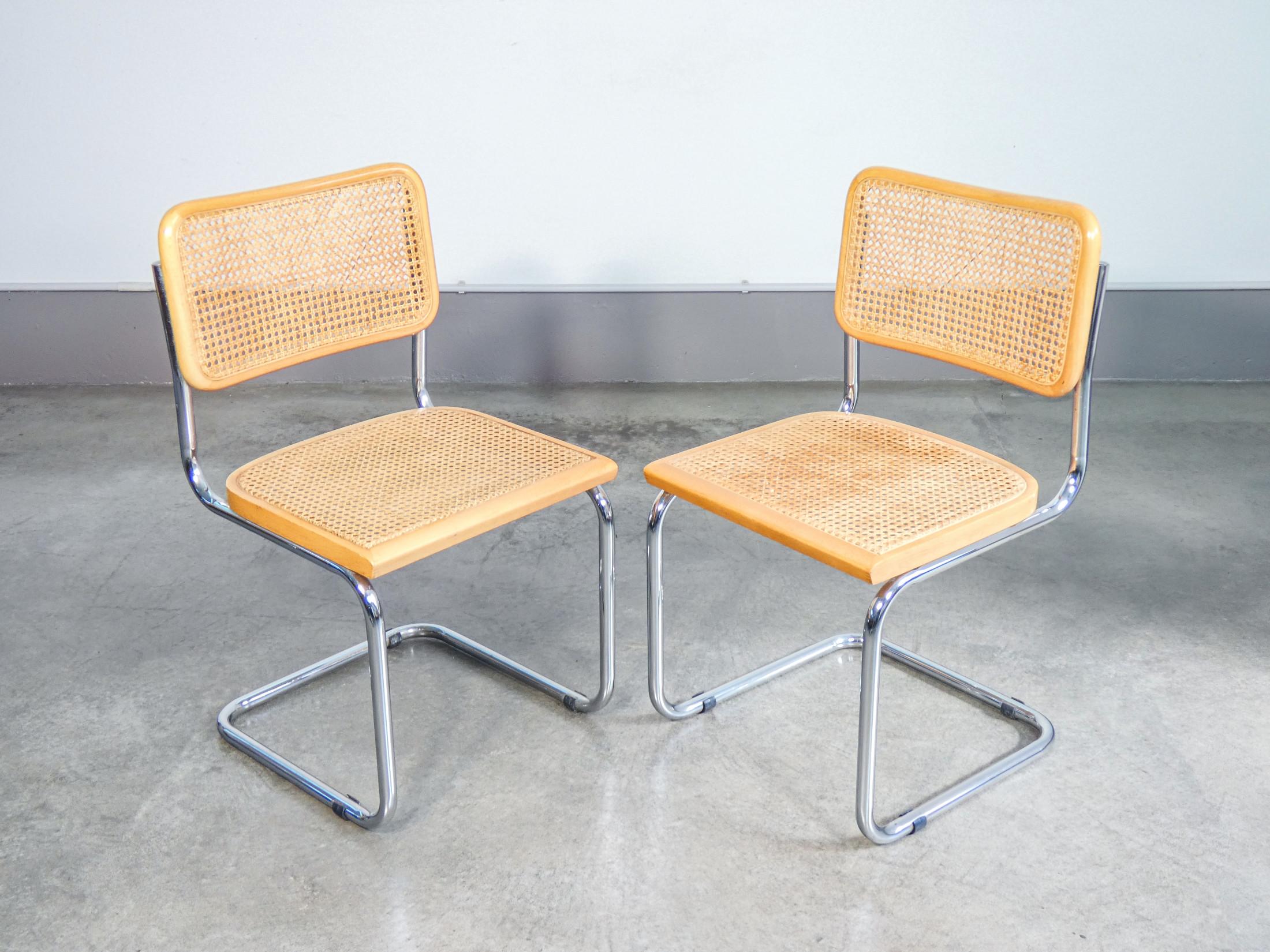 Italian Set of four CESCA B32 chairs design Marcel BREUER. Italy, 70s