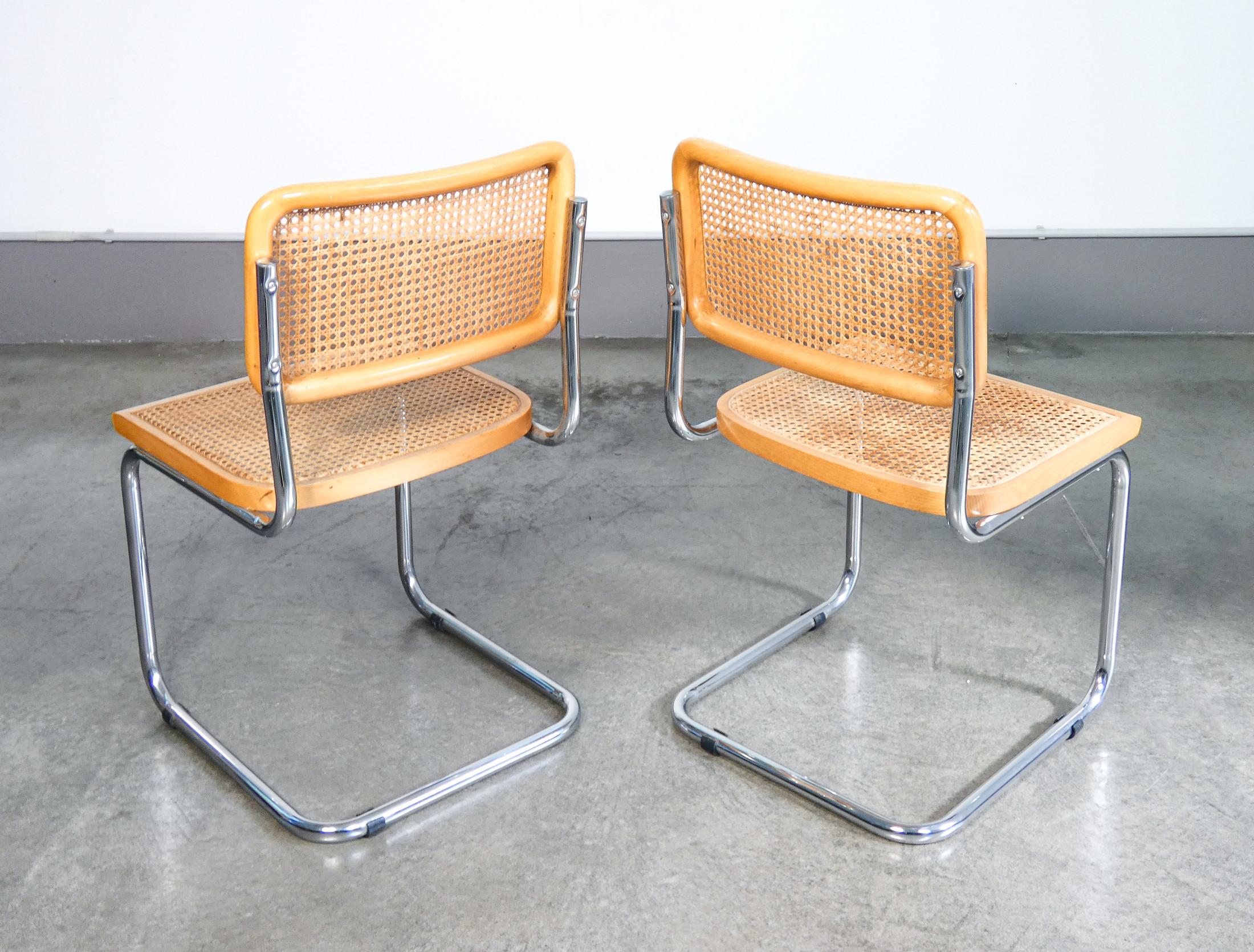 Late 20th Century Set of four CESCA B32 chairs design Marcel BREUER. Italy, 70s