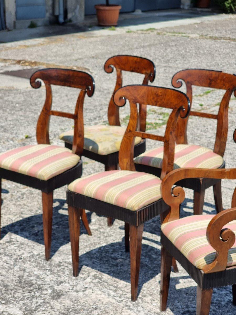 Hand-Crafted Set di quattro sedie e due poltrone Carlo X – Veneto, ca. 1830 For Sale