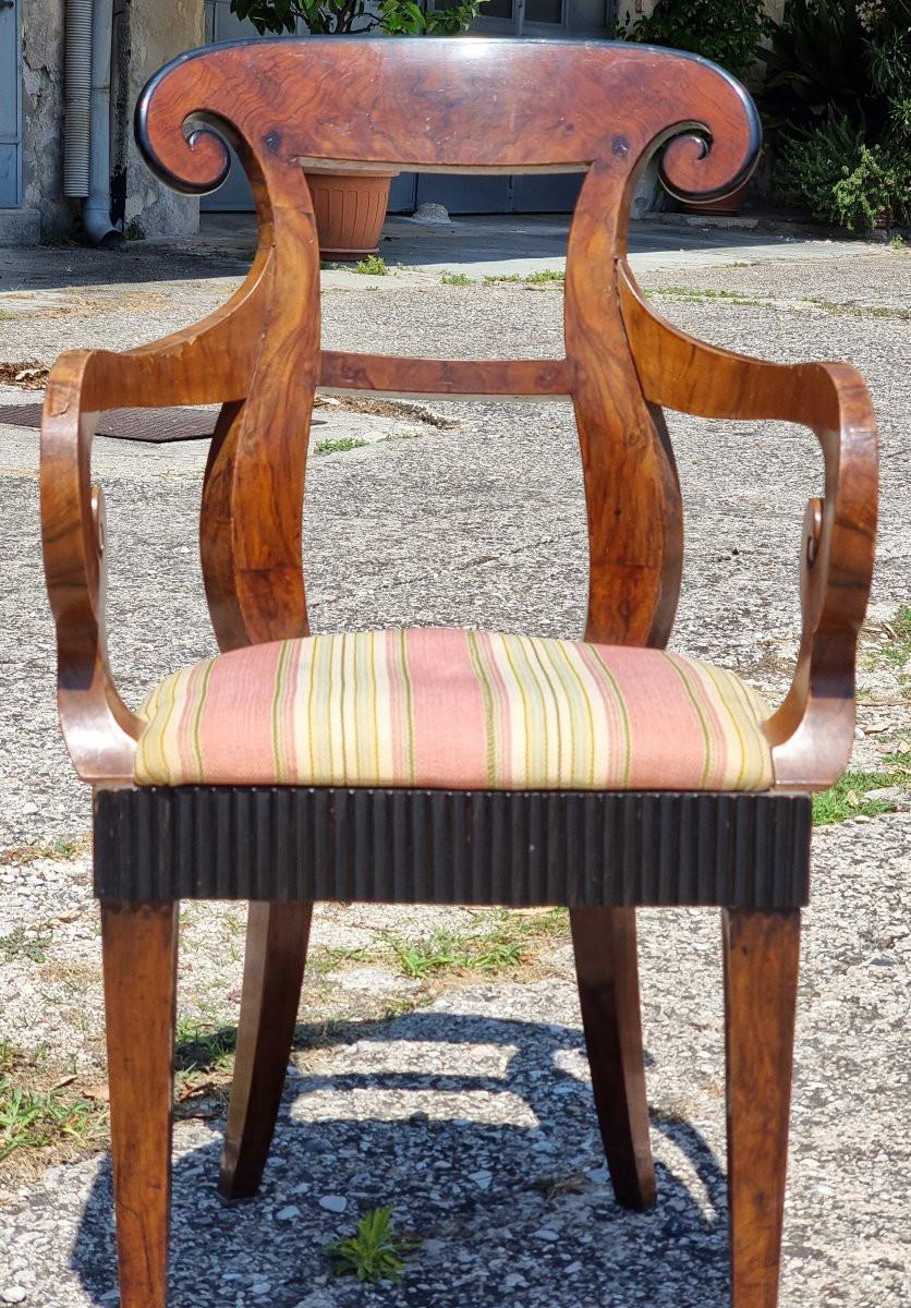 Fabric Set di quattro sedie e due poltrone Carlo X – Veneto, ca. 1830 For Sale