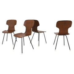 Set of four 1960s Italian bentwood chairs in the style of Carlo Ratti