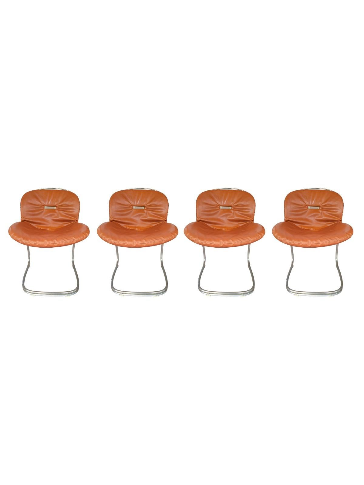 Steel Set of four Sabrina chairs designed by Gastone Rinaldi for Rima, 1970s