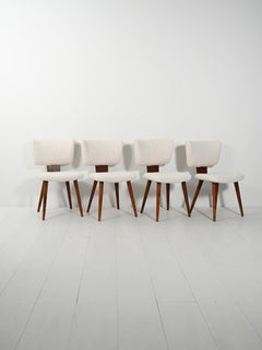 Set of four Scandinavian bouclé wool chairs