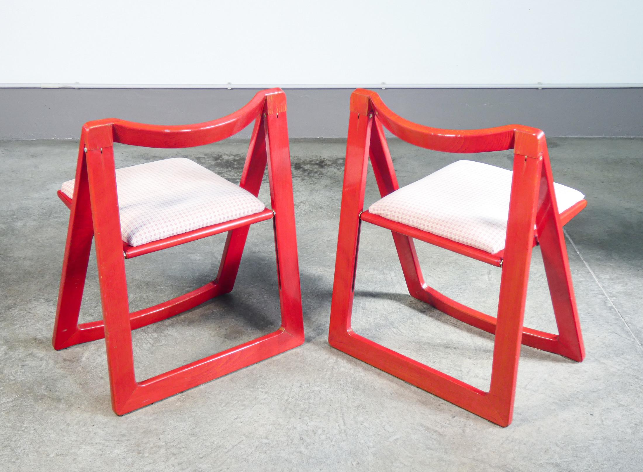 Ensemble de quatre chaises TRIESTE, design D'ANIELLO & JACOBER pour BAZZANI, rouge. '66 en vente 4