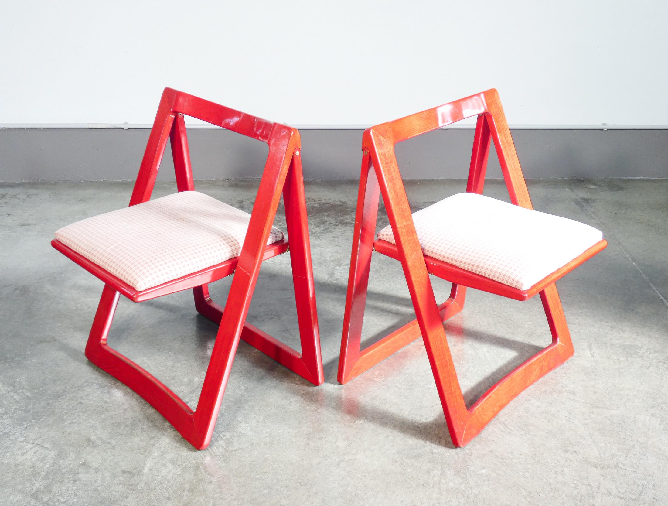 Mid-20th Century Ensemble de quatre chaises TRIESTE, design D'ANIELLO & JACOBER pour BAZZANI, rouge. '66 en vente