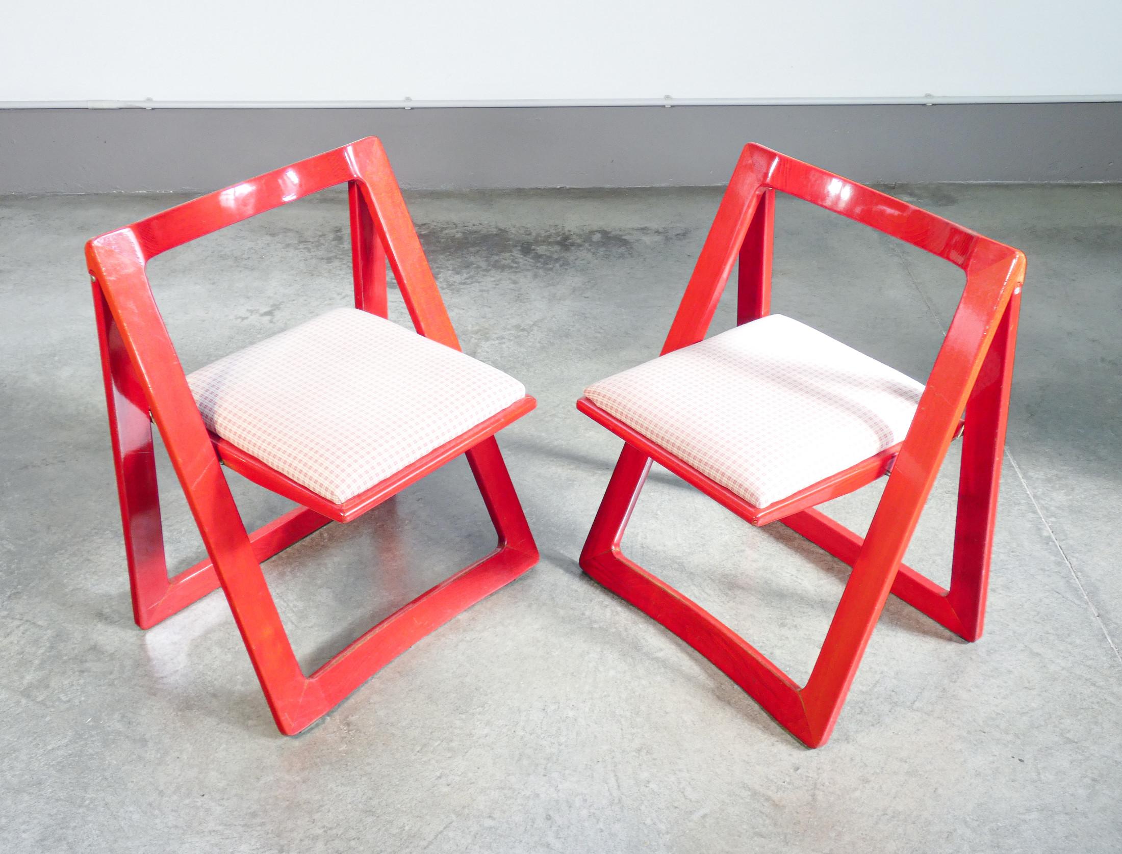 Ensemble de quatre chaises TRIESTE, design D'ANIELLO & JACOBER pour BAZZANI, rouge. '66 en vente 1