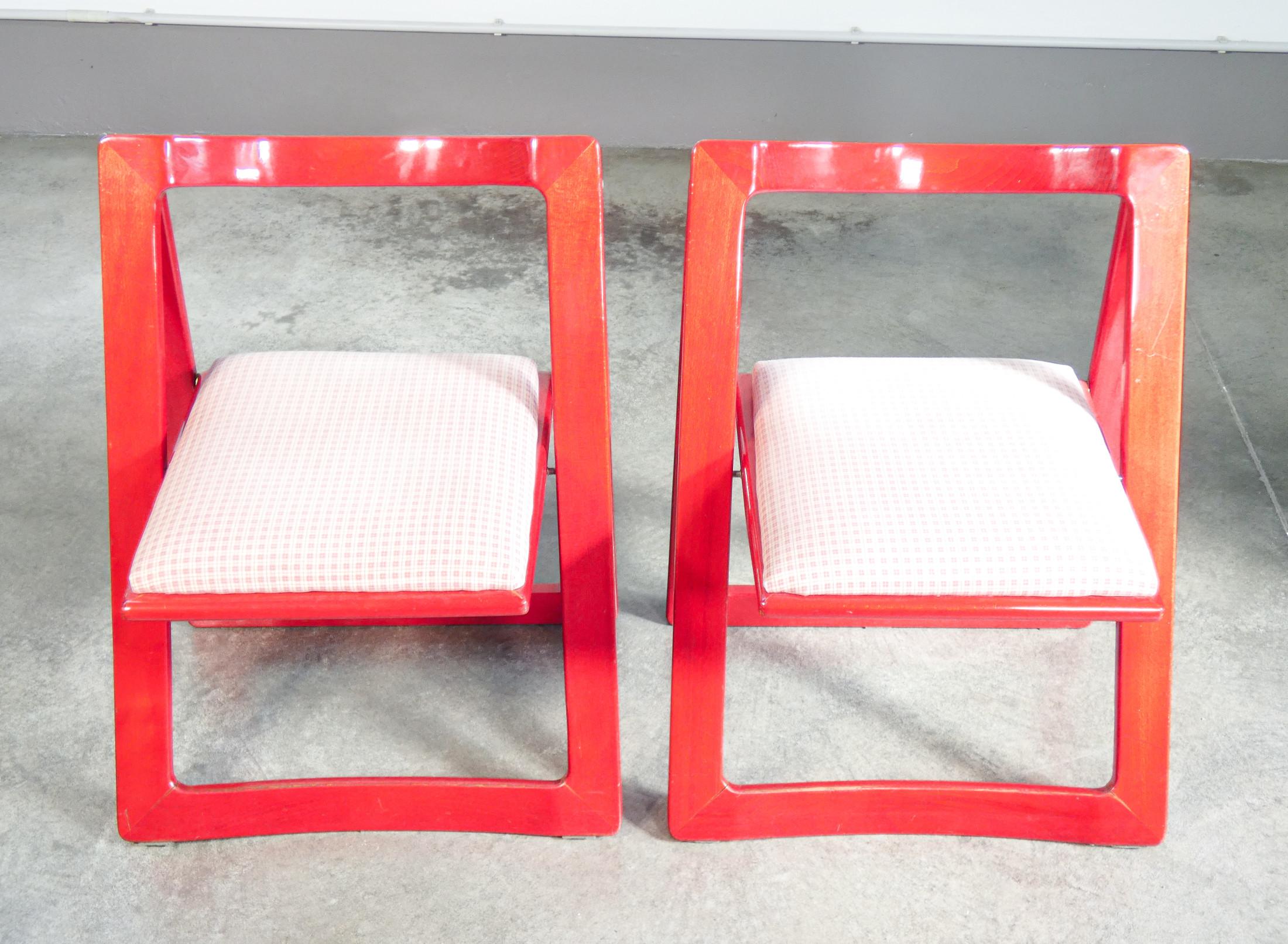 Satz von vier TRIESTE-Stühlen, Entwurf D'ANIELLO & JACOBER für BAZZANI, rot. '66 im Angebot 2