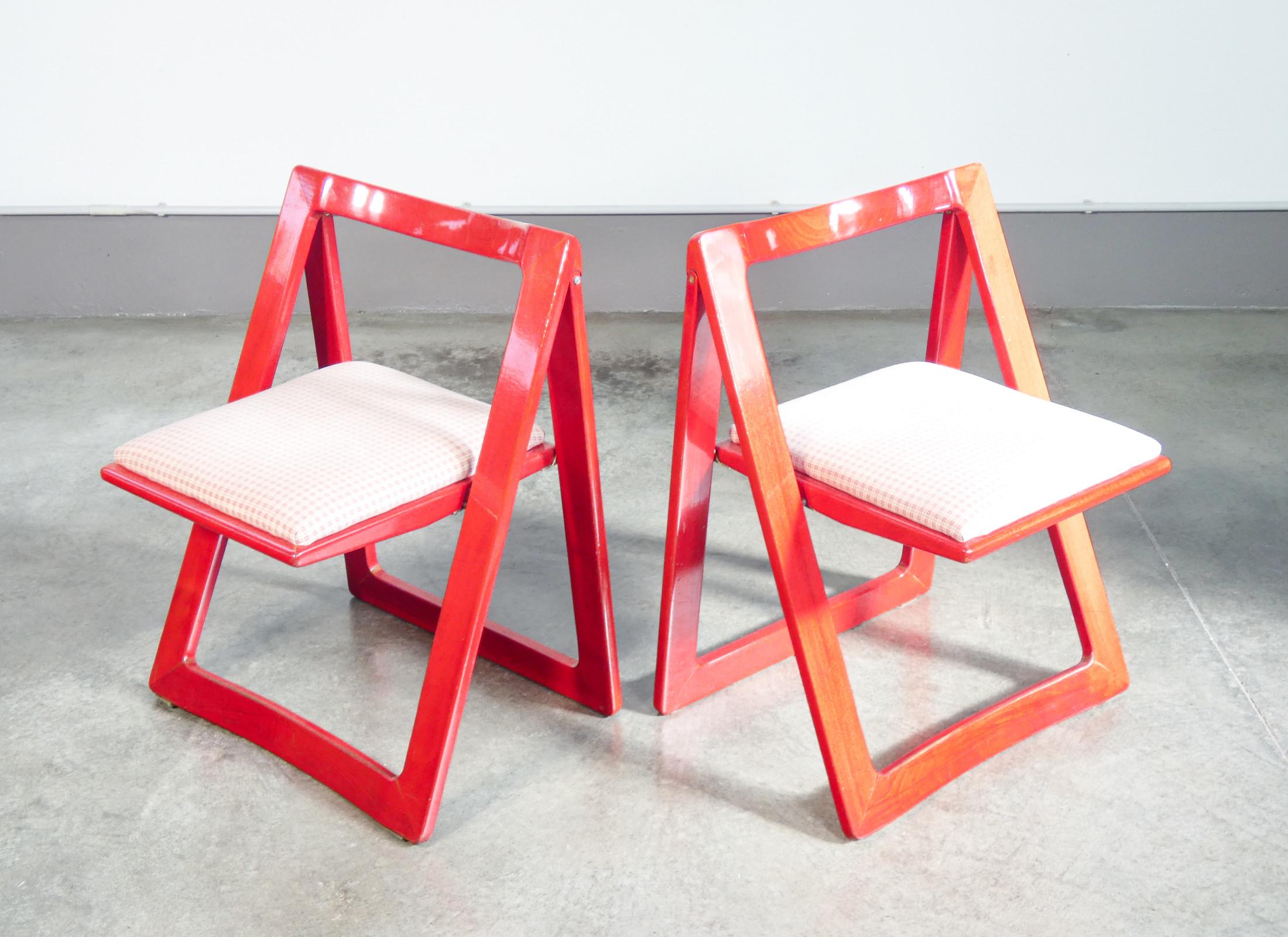 Ensemble de quatre chaises TRIESTE, design D'ANIELLO & JACOBER pour BAZZANI, rouge. '66 en vente 3
