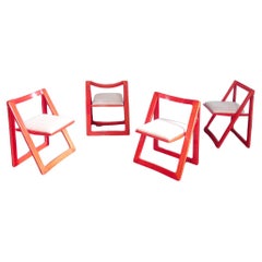 Set di quattro sedie TRIESTE, design D'ANIELLO & JACOBER per BAZZANI, rosse. '66