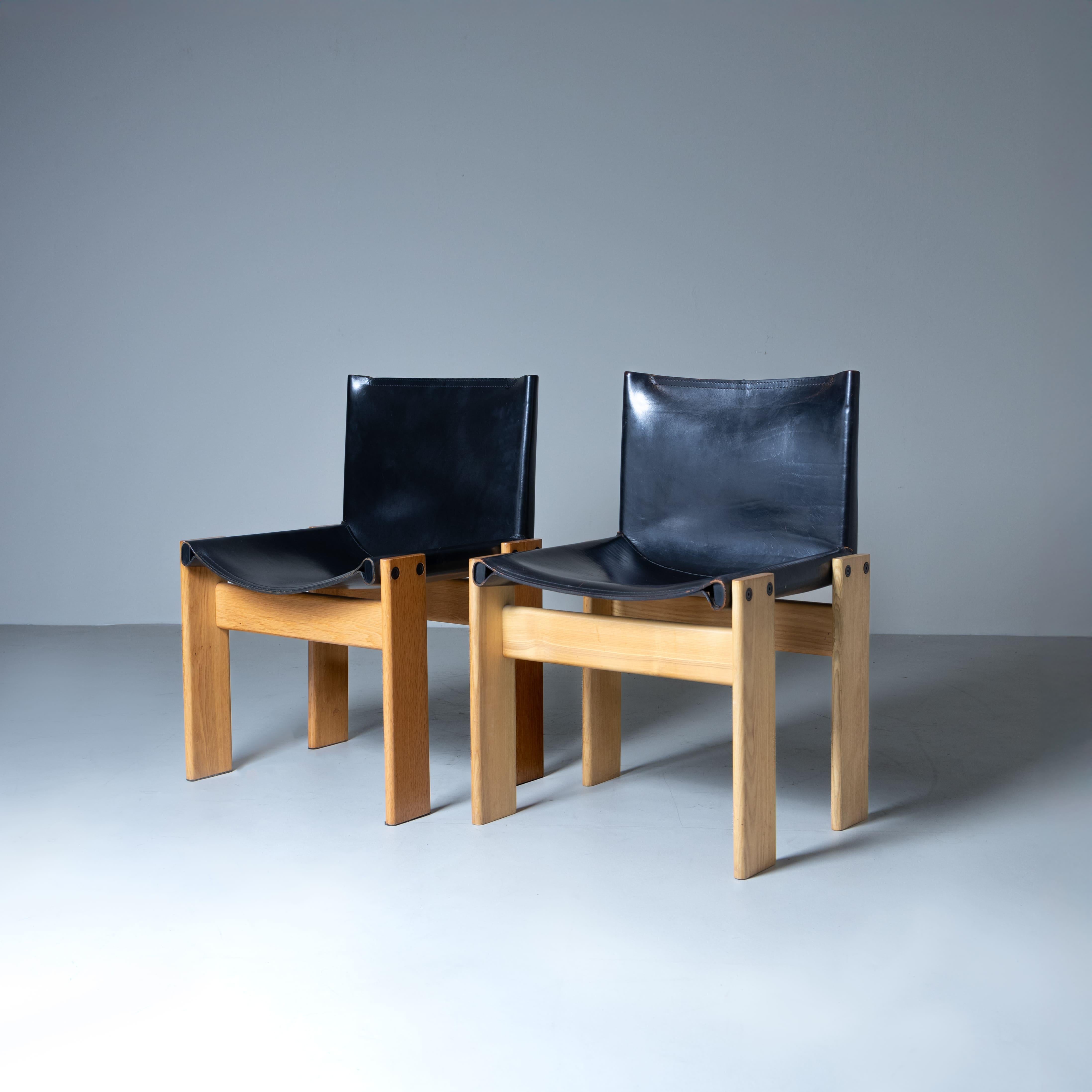 Cuir Ensemble de 8 chaises Monk, Afra et Tobia Scarpa pour Molteni 1970 en vente