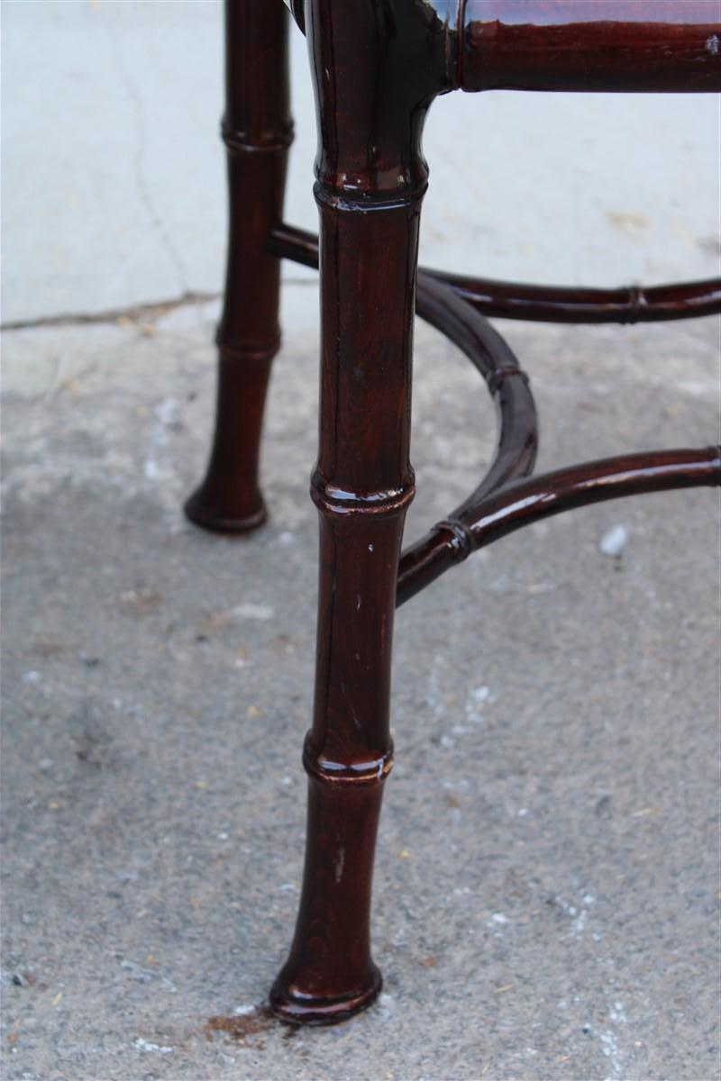 Mid-20th Century Set of Wooden Chairs carved in Bamboo fabric Missoni Italia 1960s For Sale