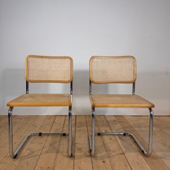 Chaises italiennes en rotin et tube chromé, années 70