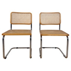 Italian chairs made of rattan and chrome-plated tubular steel, 1970s