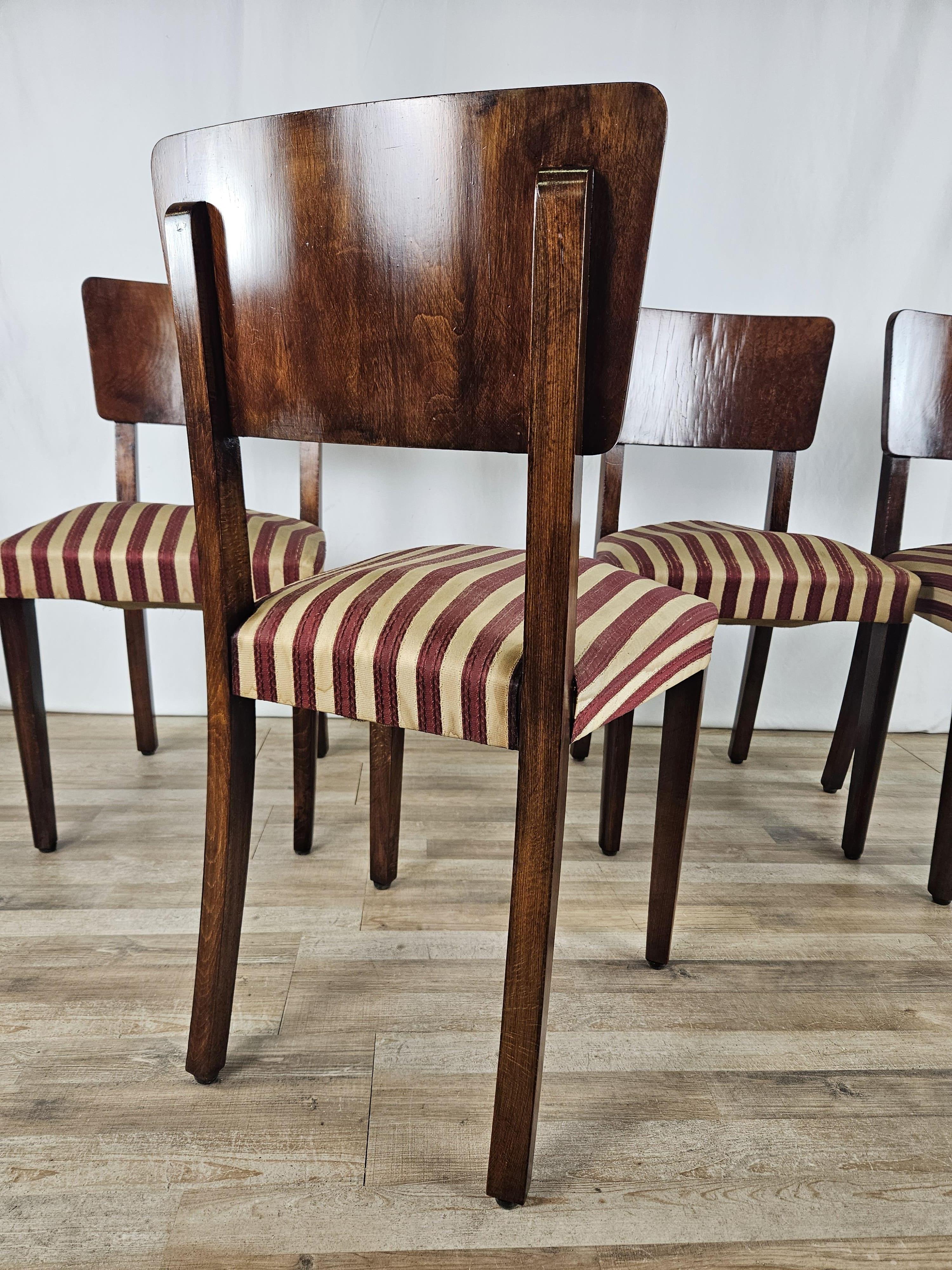 Set di sedie per sala da pranzo in radica con seduta imbottita For Sale 12