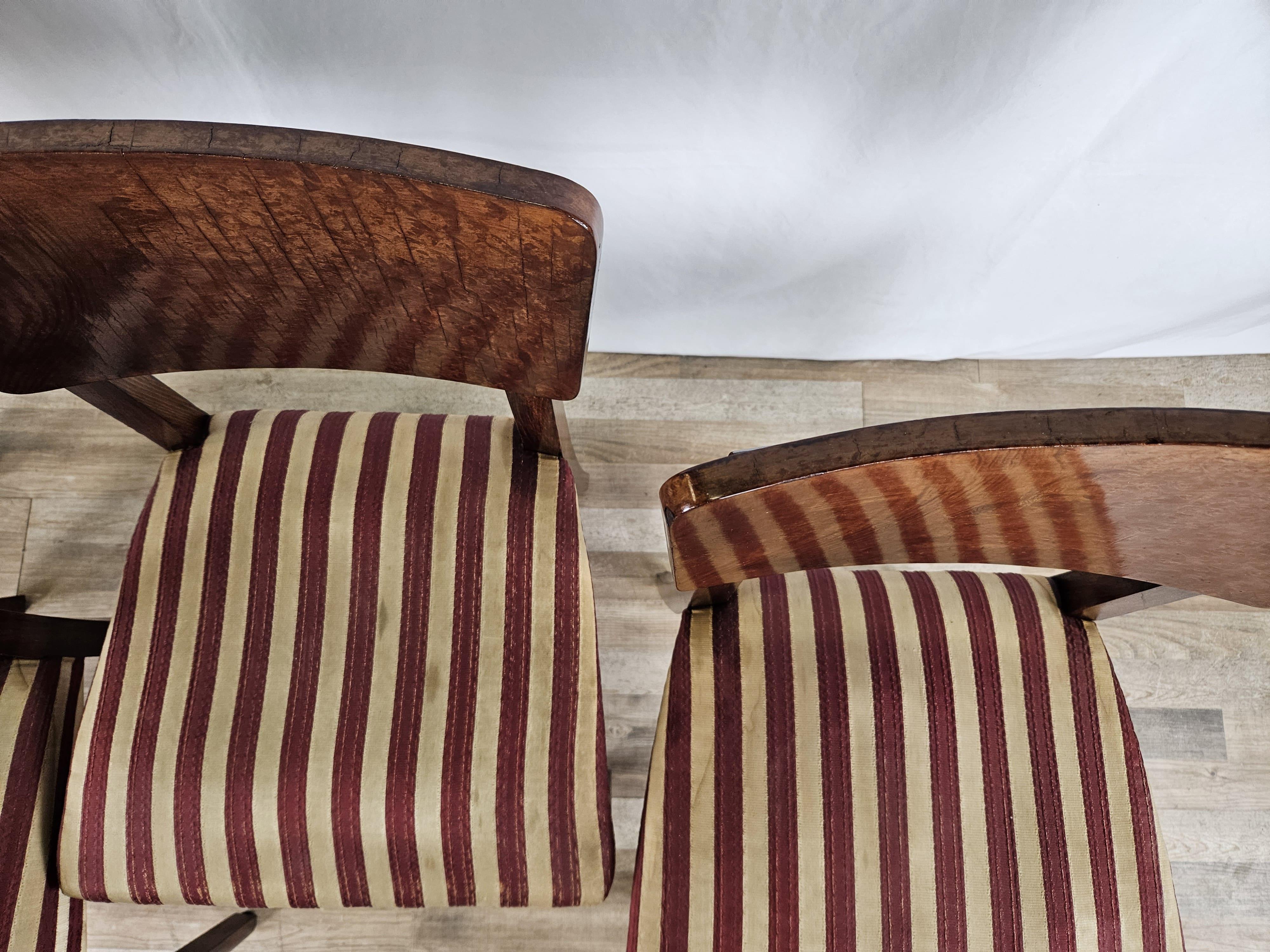 Fabric Set di sedie per sala da pranzo in radica con seduta imbottita For Sale