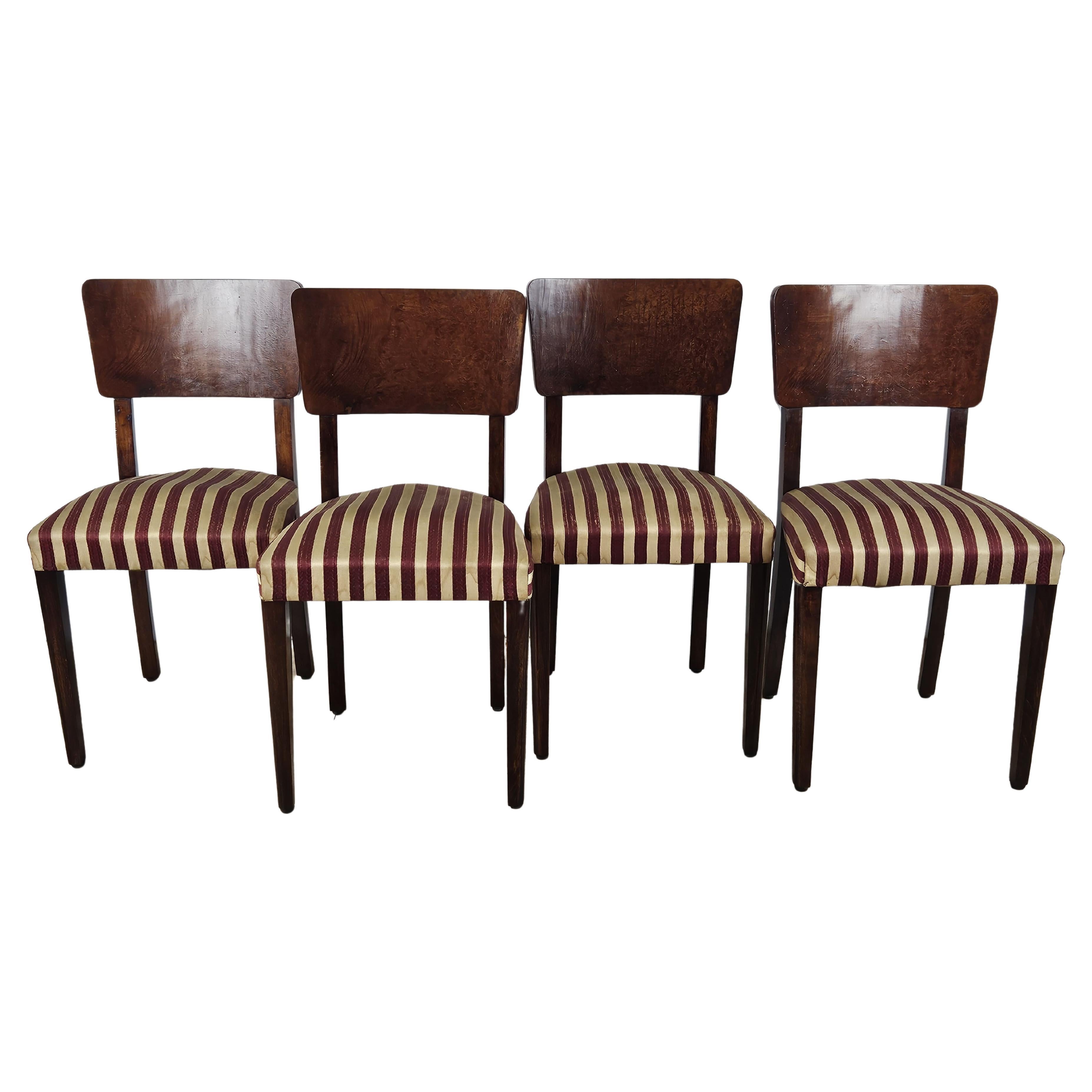 Burl dining room chair set with upholstered seat