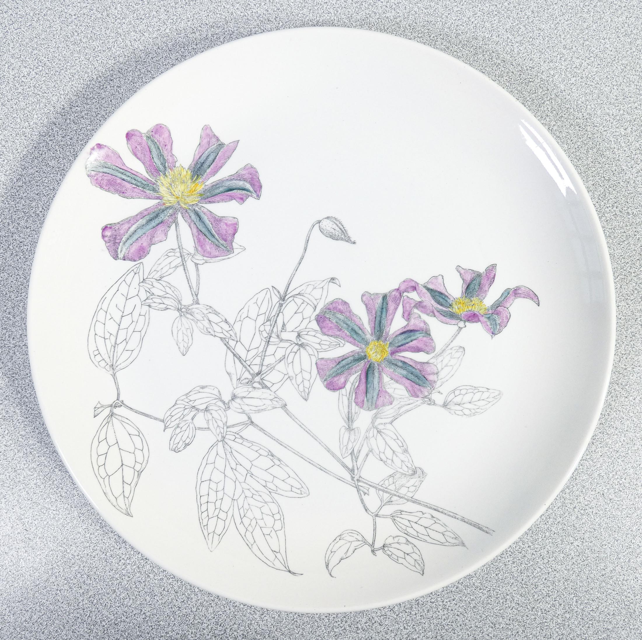 Juego de seis platos, diseño Piero FORNASETTI serie Clematitas. Milán, años 50 en venta 7