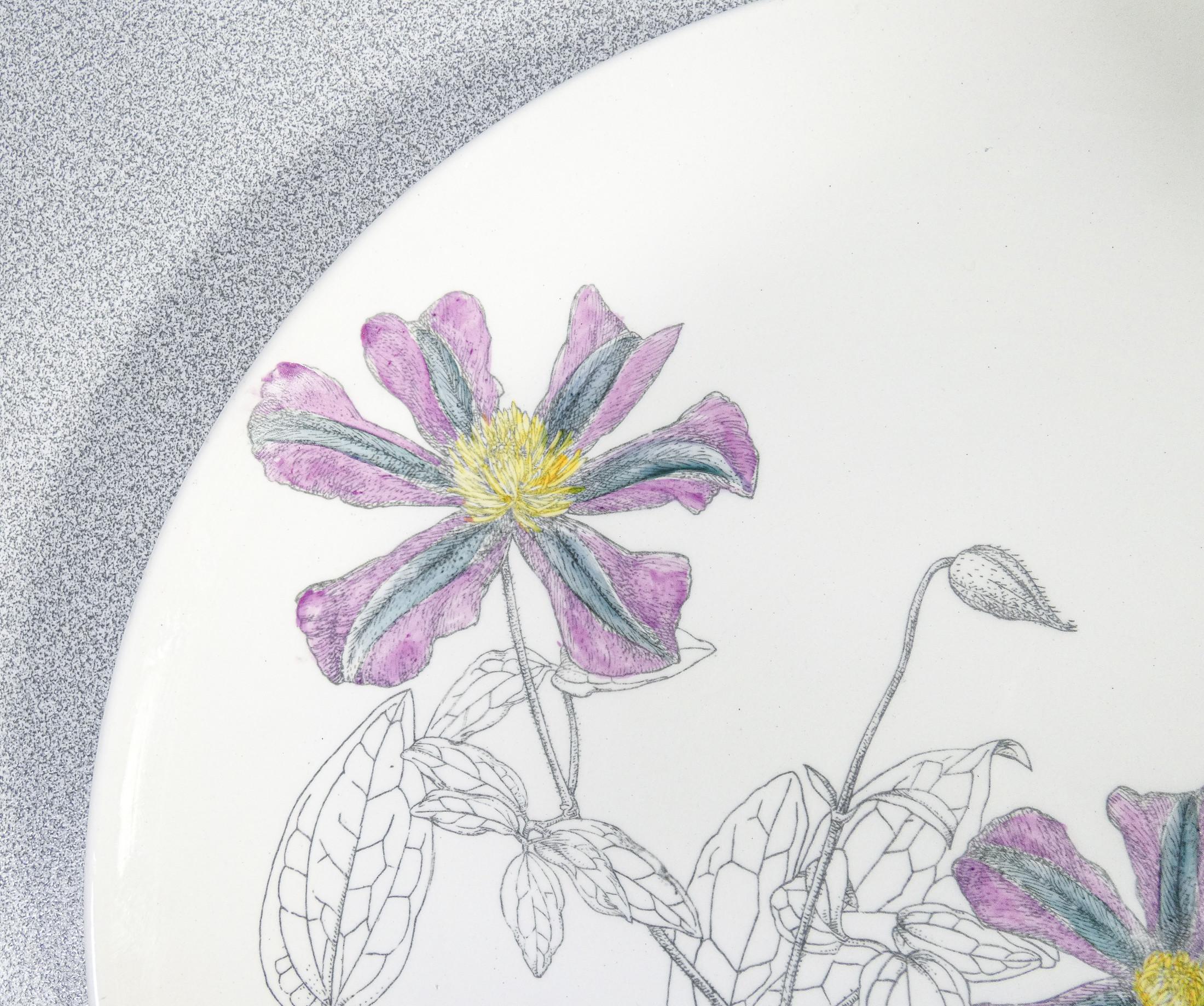 Juego de seis platos, diseño Piero FORNASETTI serie Clematitas. Milán, años 50 en venta 9