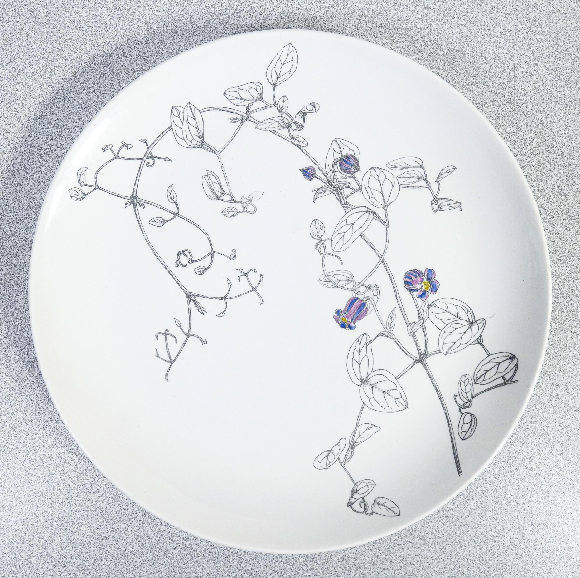Juego de seis platos, diseño Piero FORNASETTI serie Clematitas. Milán, años 50 Italian en venta