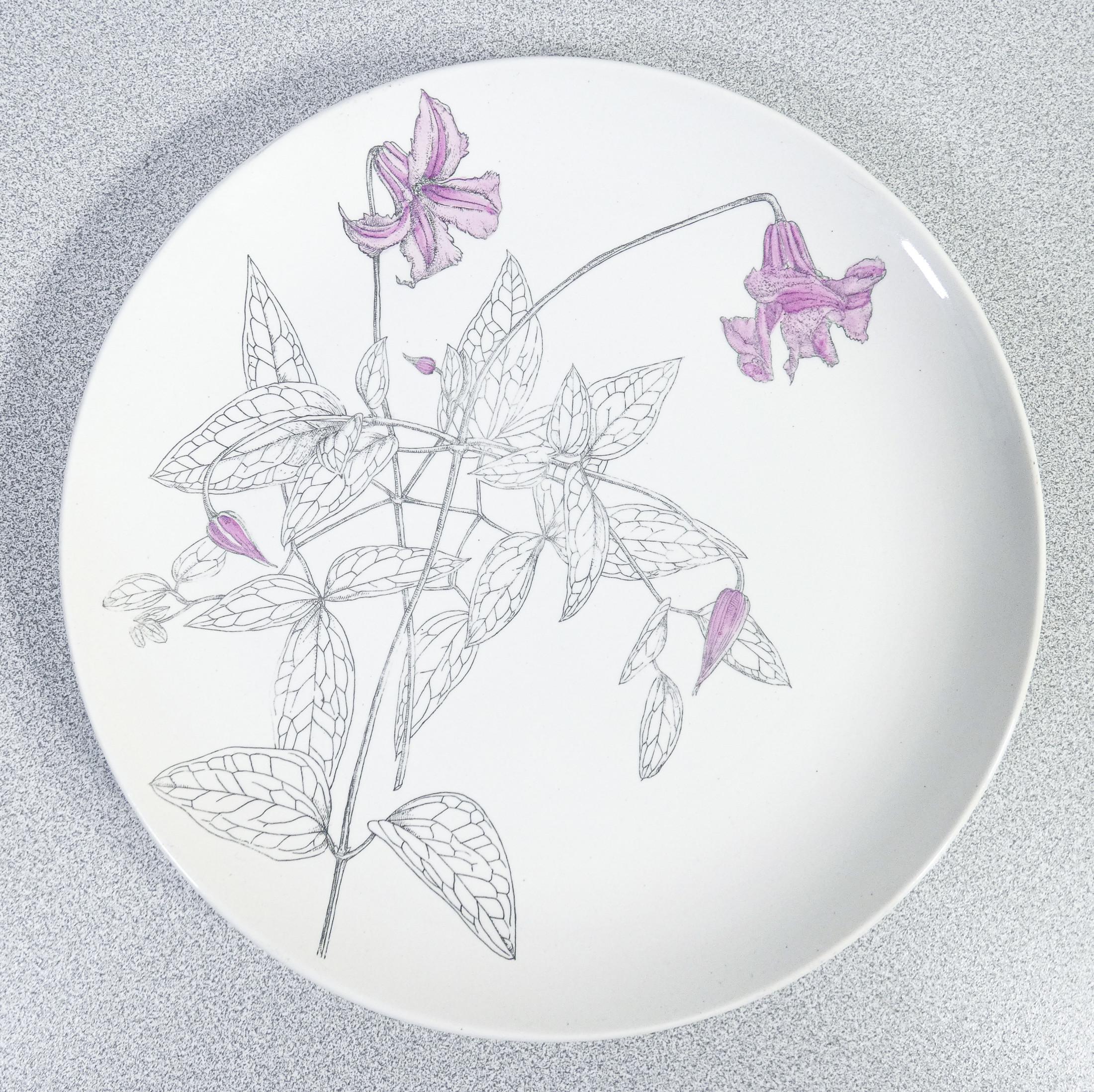 Juego de seis platos, diseño Piero FORNASETTI serie Clematitas. Milán, años 50 Mid-20th Century en venta