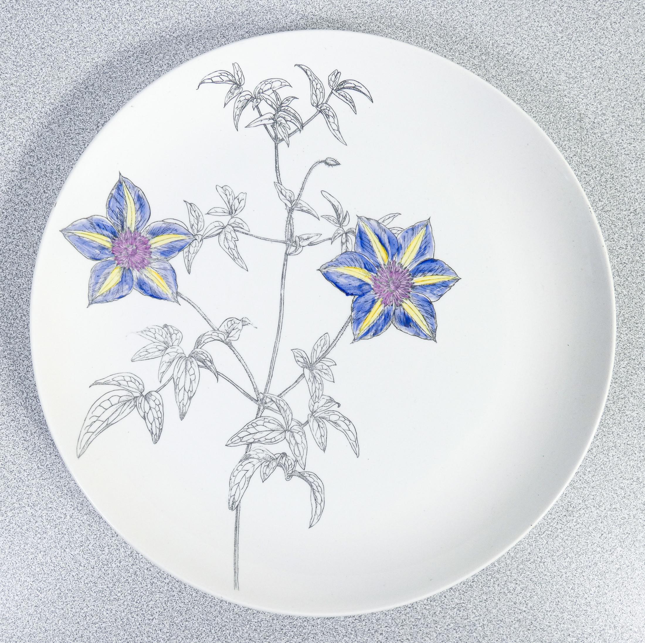 Juego de seis platos, diseño Piero FORNASETTI serie Clematitas. Milán, años 50 en venta 1