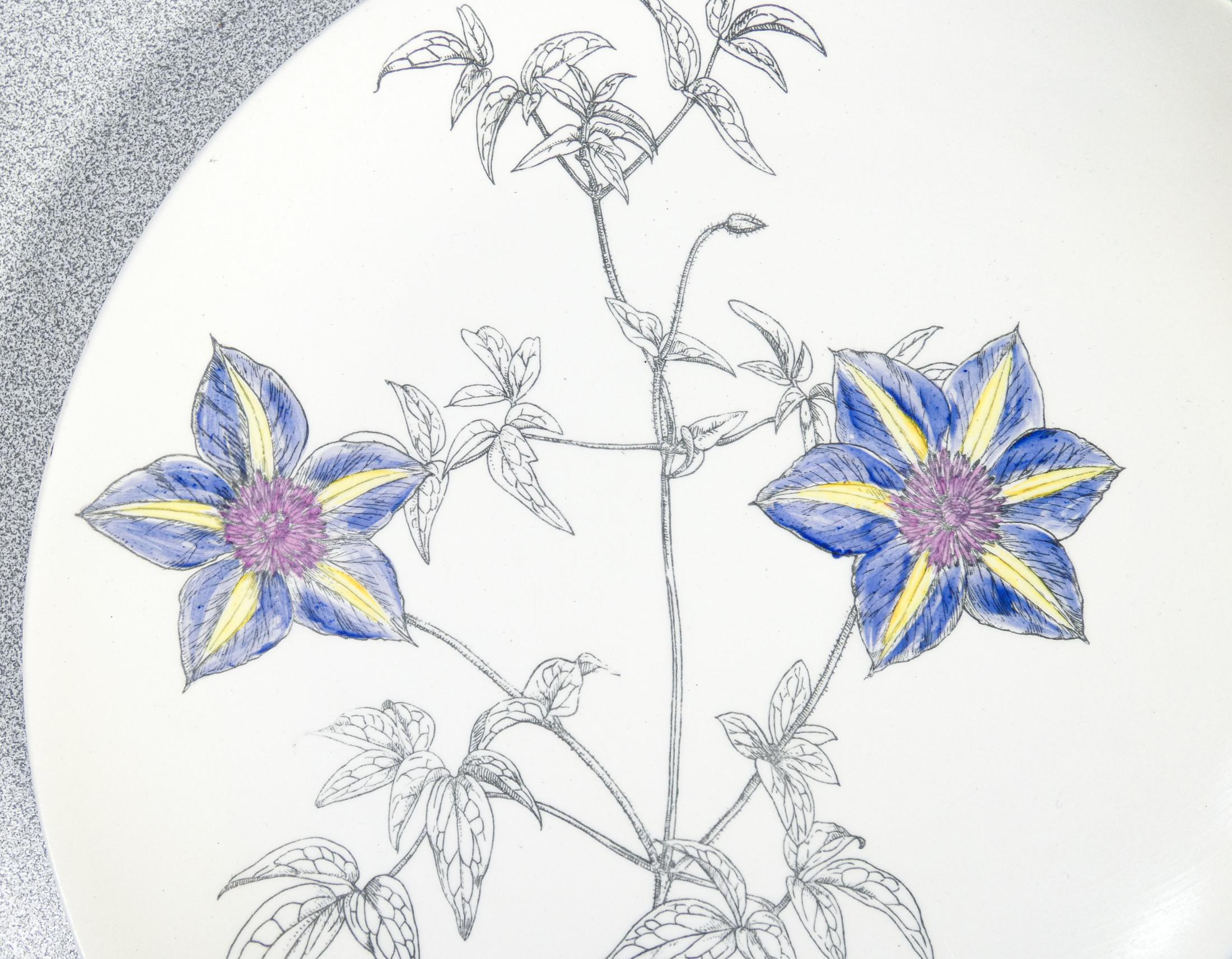 Juego de seis platos, diseño Piero FORNASETTI serie Clematitas. Milán, años 50 en venta 2