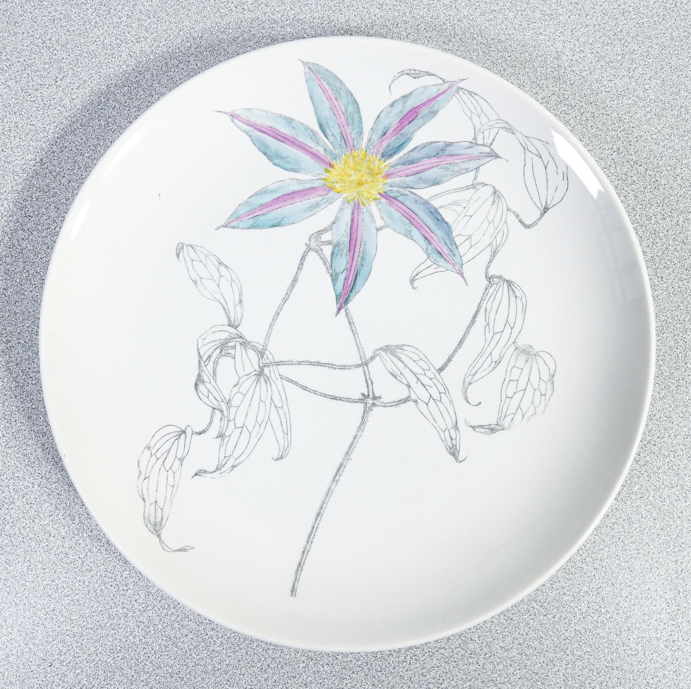 Juego de seis platos, diseño Piero FORNASETTI serie Clematitas. Milán, años 50 en venta 3